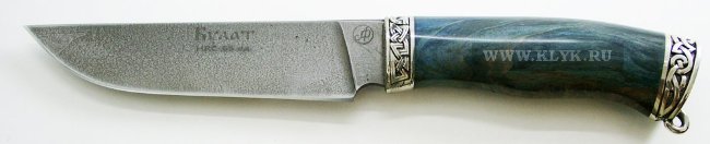 Нож Тигр (нержавеющий булат, карельская береза, мельхиор) вариант 2